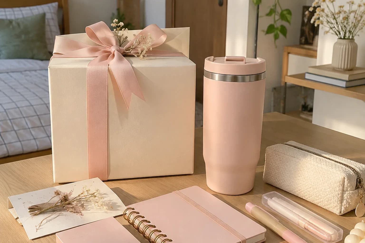 Kado wisuda aesthetic dengan kemasan warna lembut