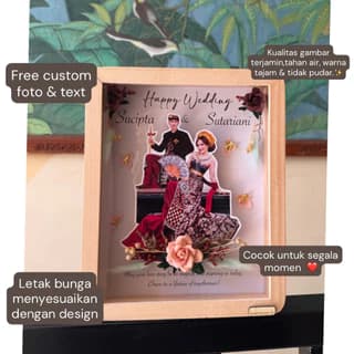 CUSTOM 3d frame Gift foto ilustrasi hiasan flower bunga Hadiah Wisuda Hadiah Ulang Tahun Kado Wisuda Kado Ulang Tahun