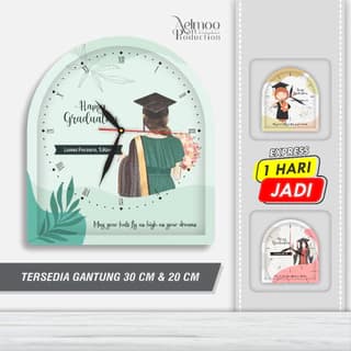 Jam Dinding Custom Unik Kelulusan Minimalis Wall Clock Kayu Graduation Aesthetic Hampers Wisuda