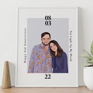 KADO ILLUSTRASI FRAME 8R (20x25CM) /KADO HADIAH NATAL/ WISUDA/ ULANG TAHUN/ ANNIVERSARY/ PERNIKAHAN
